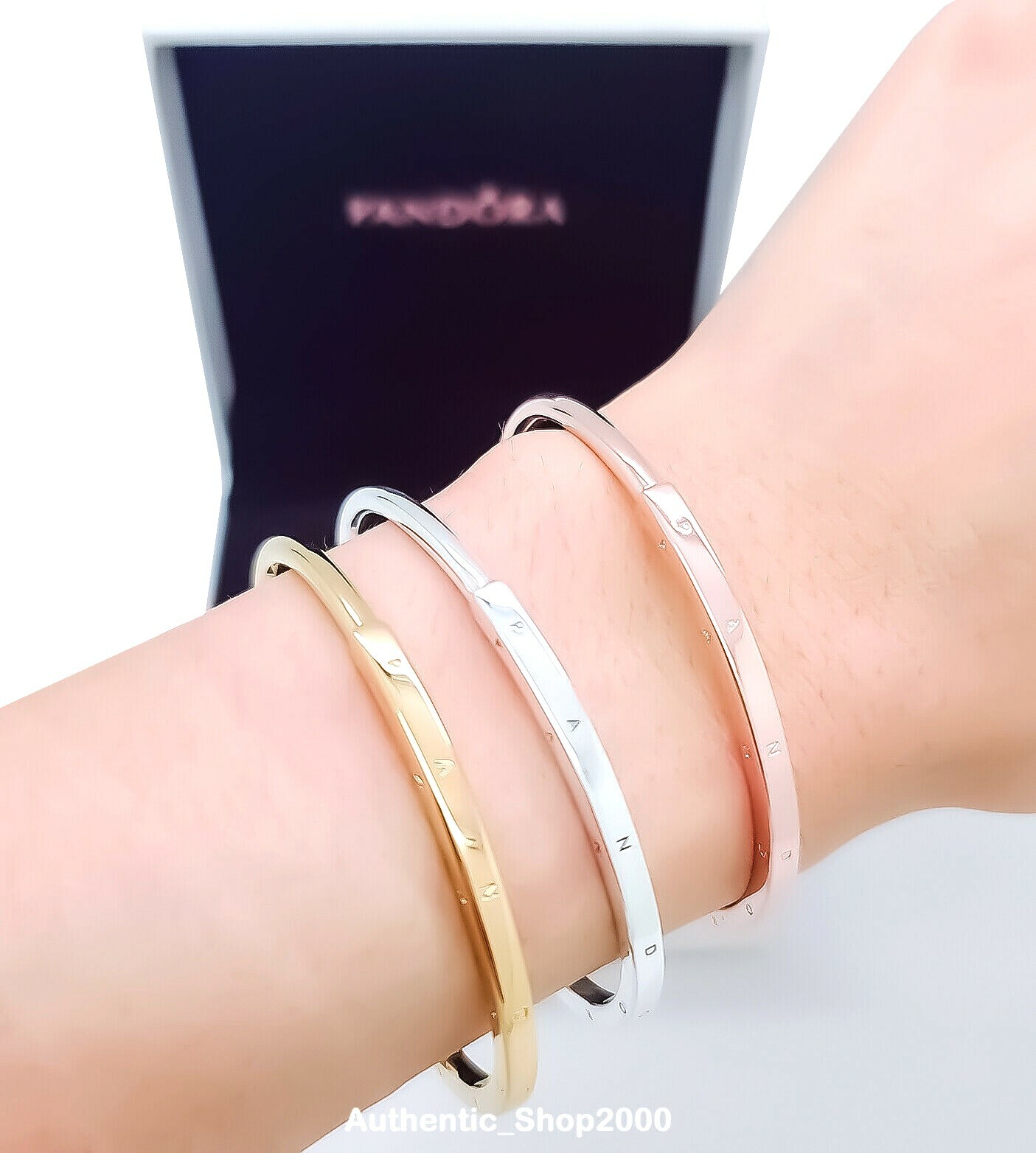 PANDORA Rose Gold 925 Signature I-D bangle Bracelet 569493C00 589493C00 599493C0