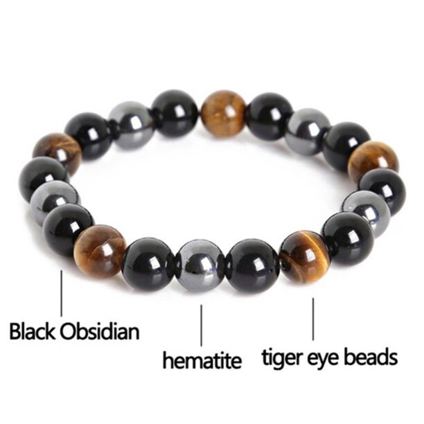 Natural Energy Healing Stretch Bracelet Stone Hematite Tiger Eye for Men Women
