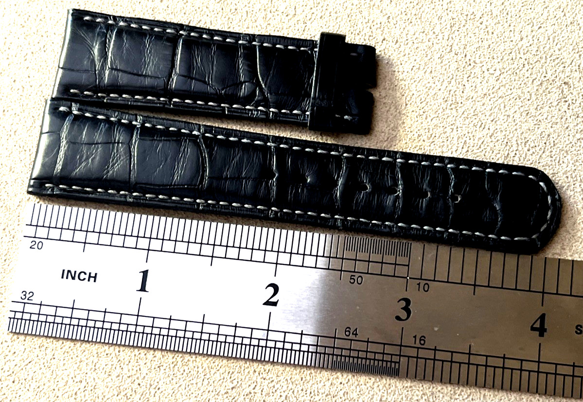 A. Lange & Söhne Watch Strap 20 x 18 Matt Dark Charcoal Gray Crocodile Authentic