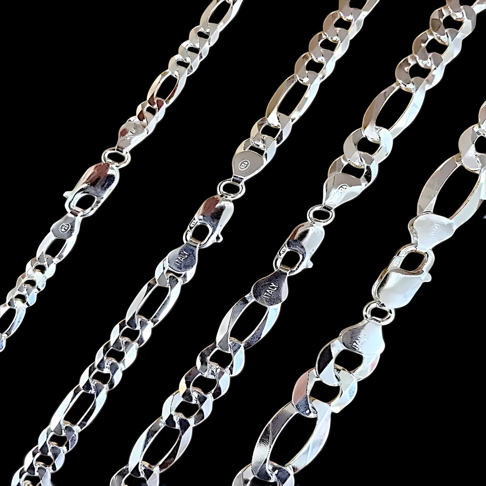 ULTRA FIGARO 5 to 10.2mm 925 STERLING SILVER “ITALY” ALL LENGTHS Men’s Boys