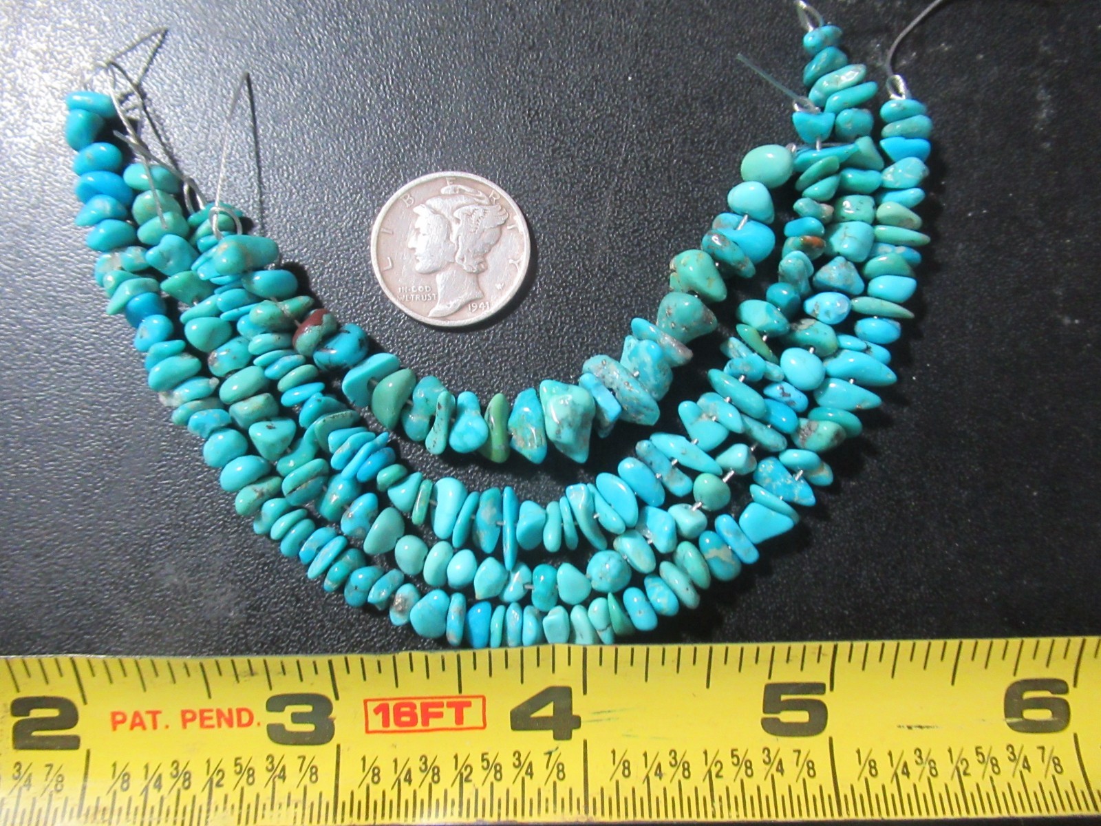 4 KINGMAN TURQUOISE STRANDS = 18″ NUGGETS 4 X 5mm to 10 X 6mm 90tcw #840