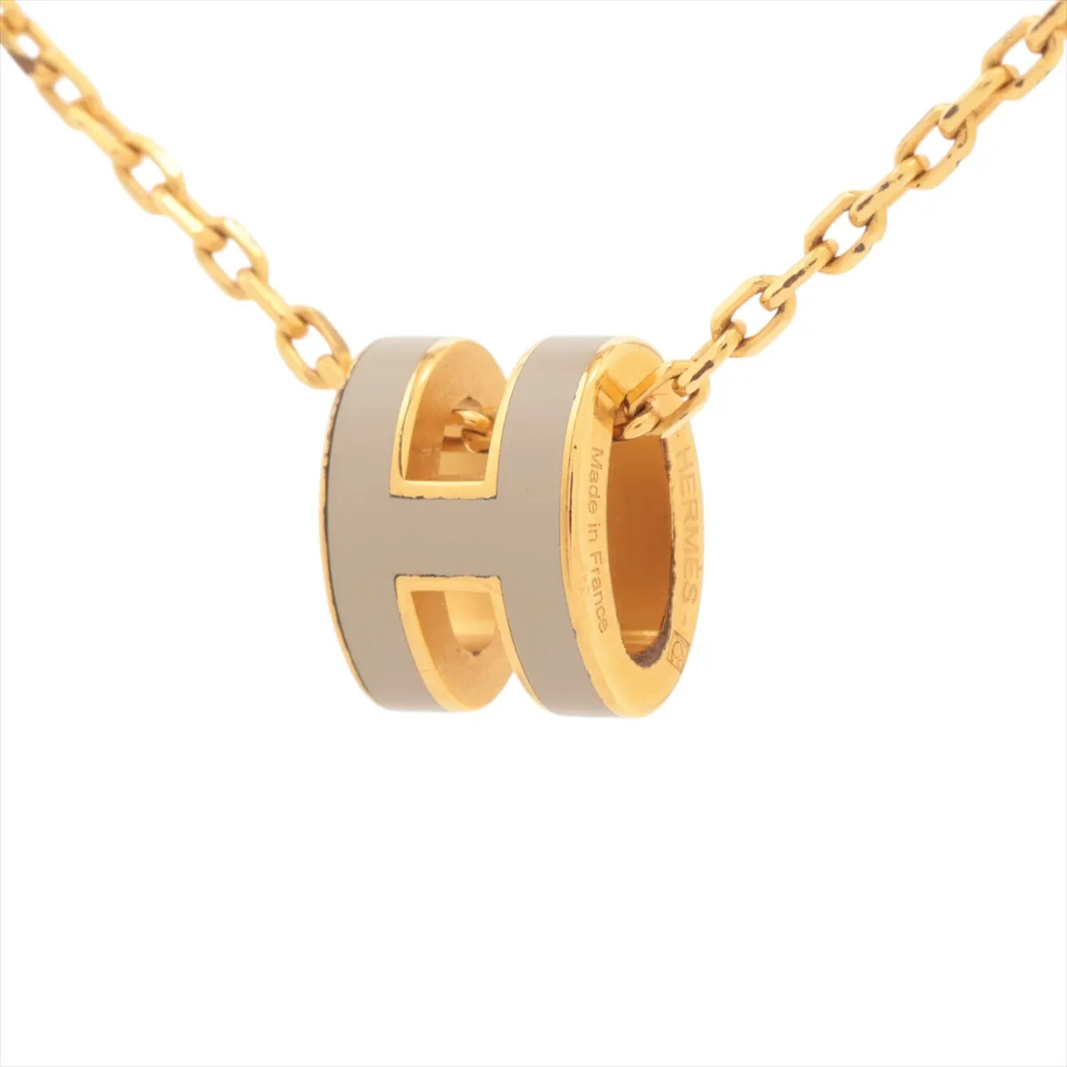 Hermès Mini-pop H GD1202 Necklace GP Greige x gold