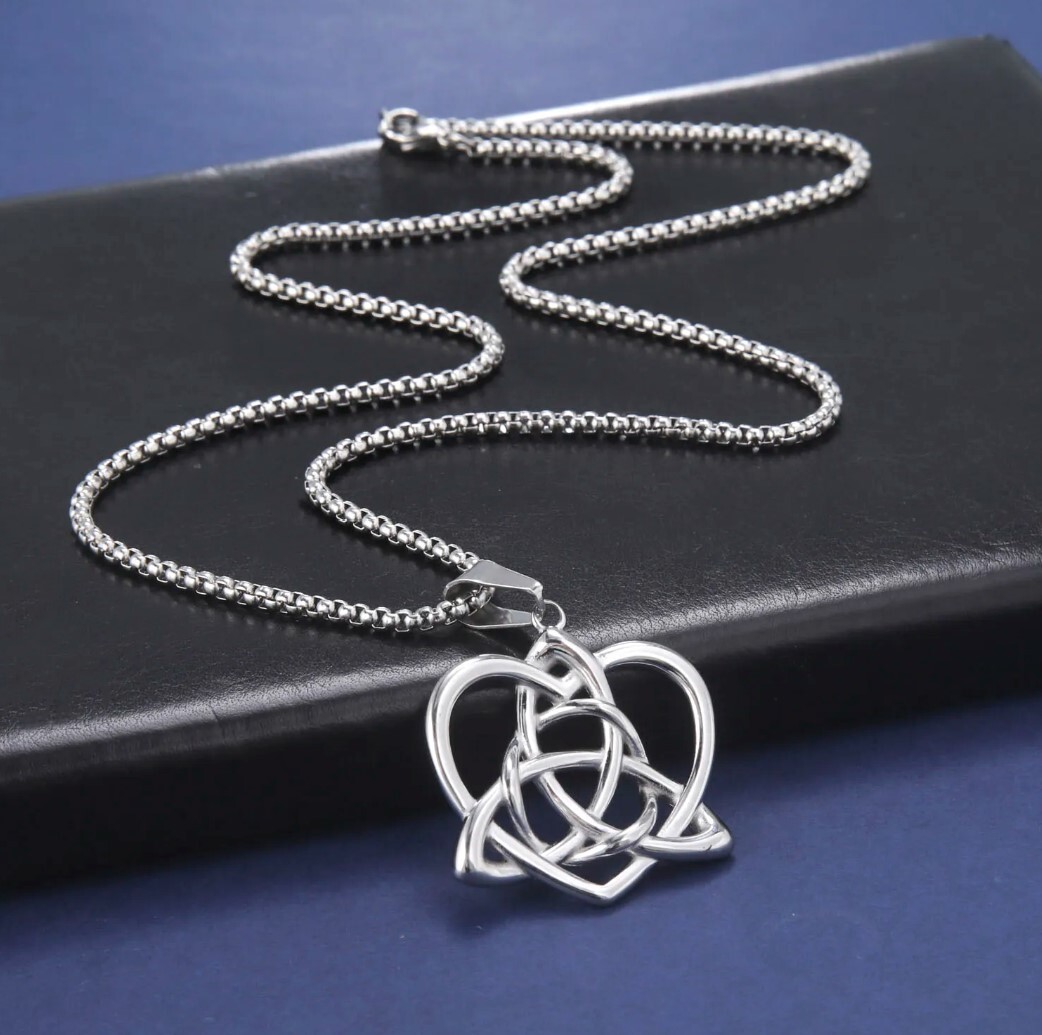 Stainless Steel Triquetra In Heart Necklace with 60 cm (23.6 inch) chain