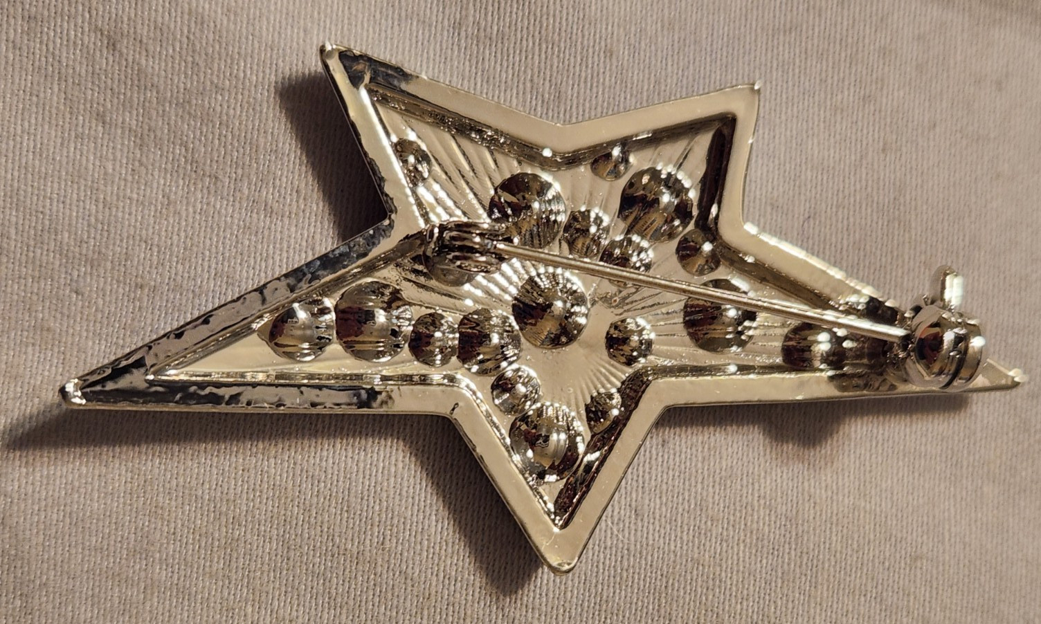 Rare Style New Thierry Mugler Star PIN Brooch Silver w/ Blue & White Crystals