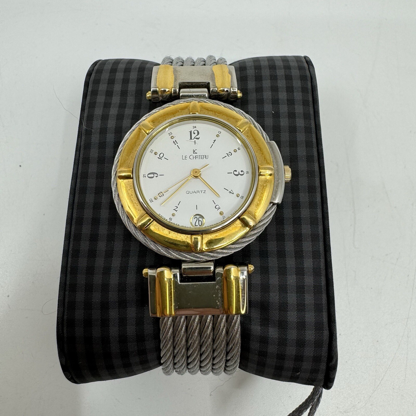 Le Chateau Designer Style Gold & Silver Tone Womens Watch W Date 33mm