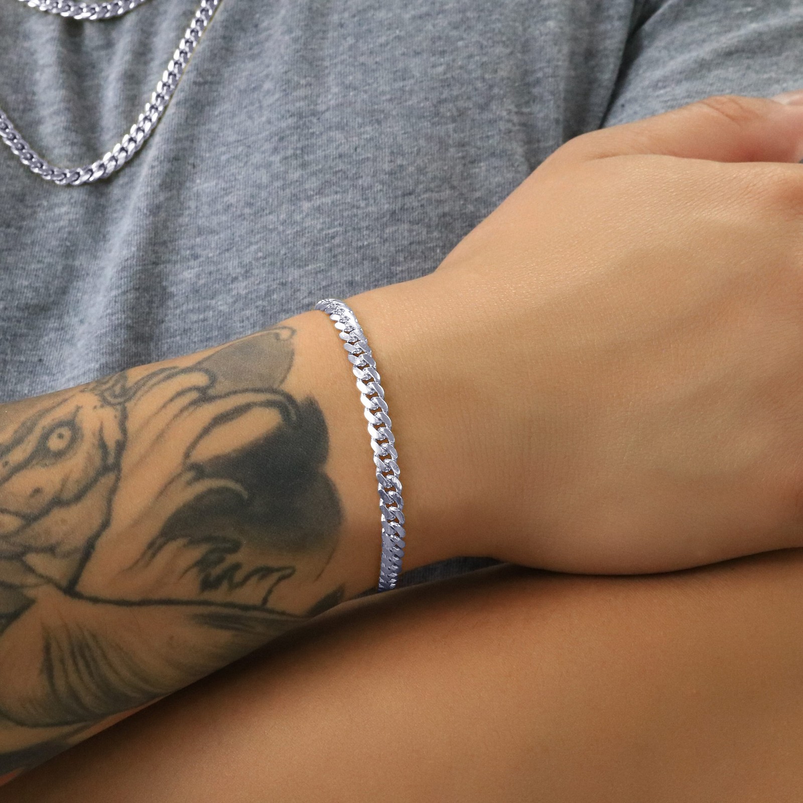 10K White Gold Solid 5mm Mens Miami Cuban Link Chain Bracelet 7″ 7.5″ 8″ 8.5″ 9″
