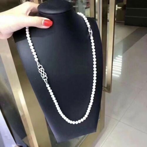 Double Strand Natural AAA 7-8mm Akoya White Pearl Necklace 20 Inch 925s