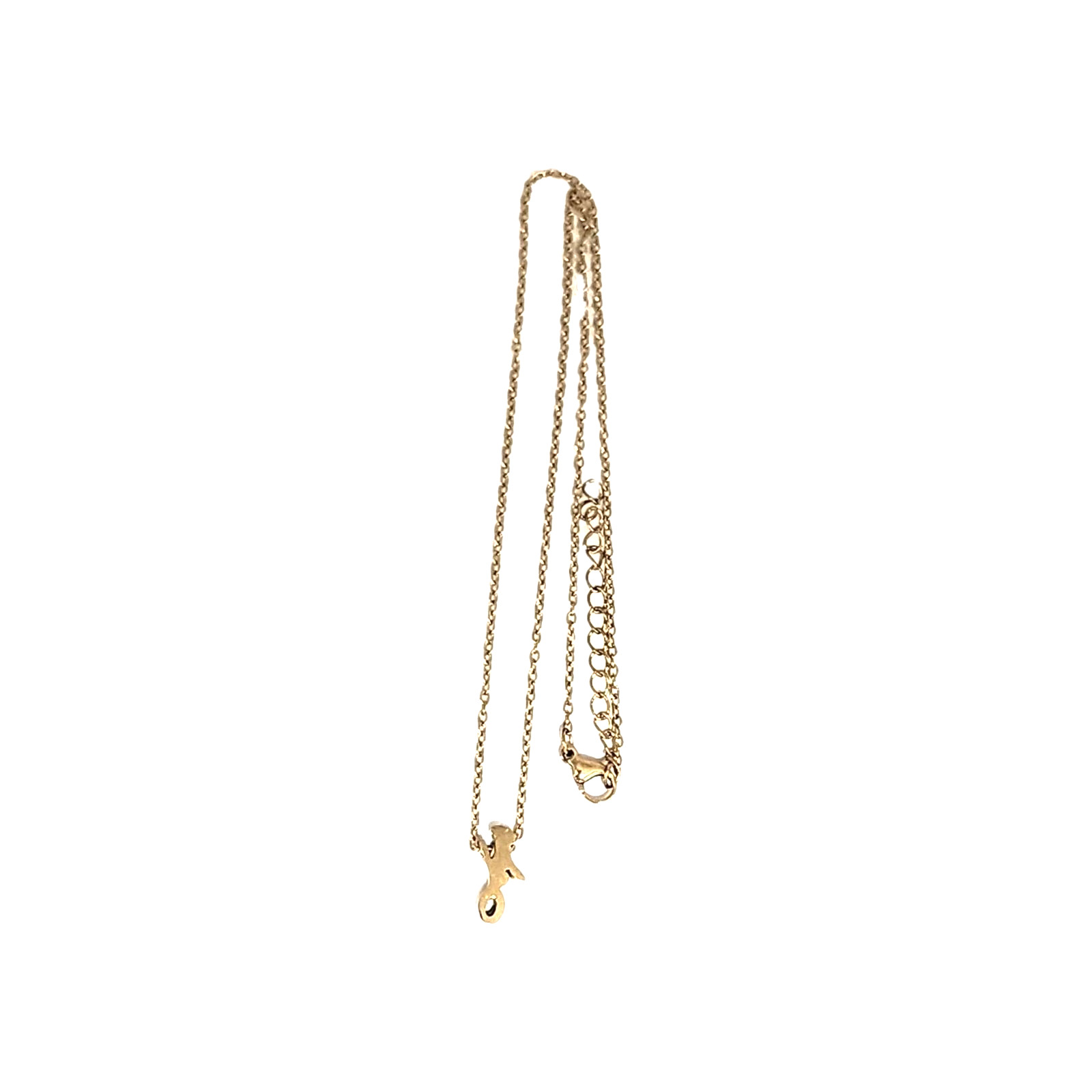 Dainty Cursive Letter J Initial Gold Tone Charm Pendant Necklace 17″ Name Cable