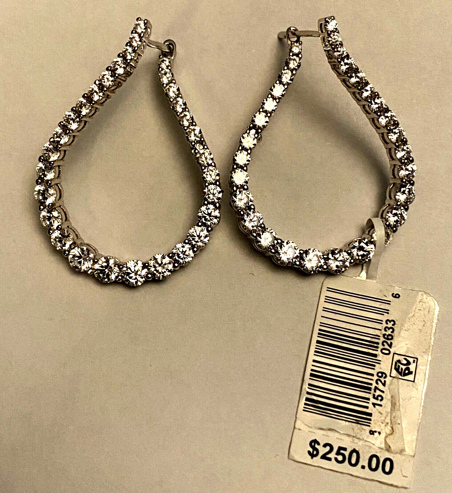 MACYS Tiara Cubic Zirconia Fancy Shape Hoop Silver No Size