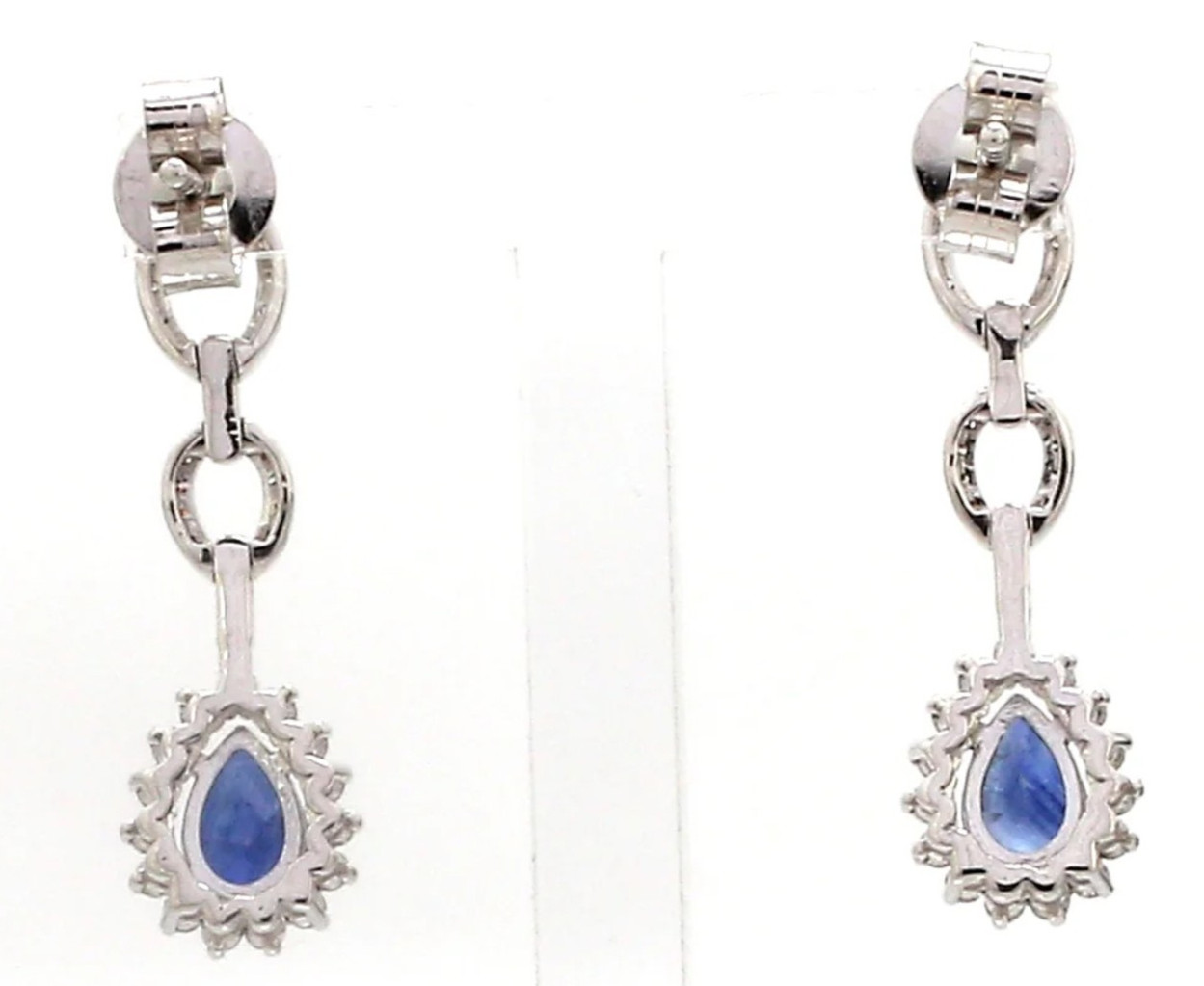 1.68ct Natural Diamond 14k BIS Hallmarked White Gold Sapphire Dangler Earrings