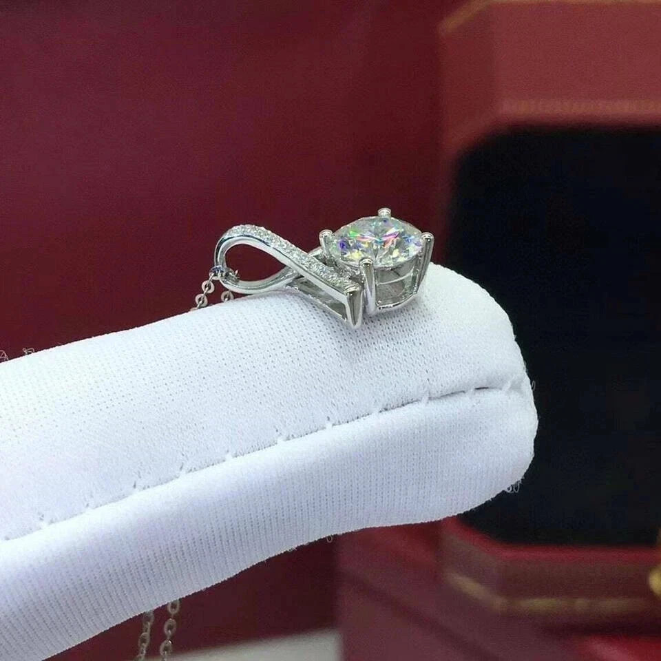 2Ct Round Cut Lab Created Diamond 14K White Gold Plated Women’s Teardrop Pendant