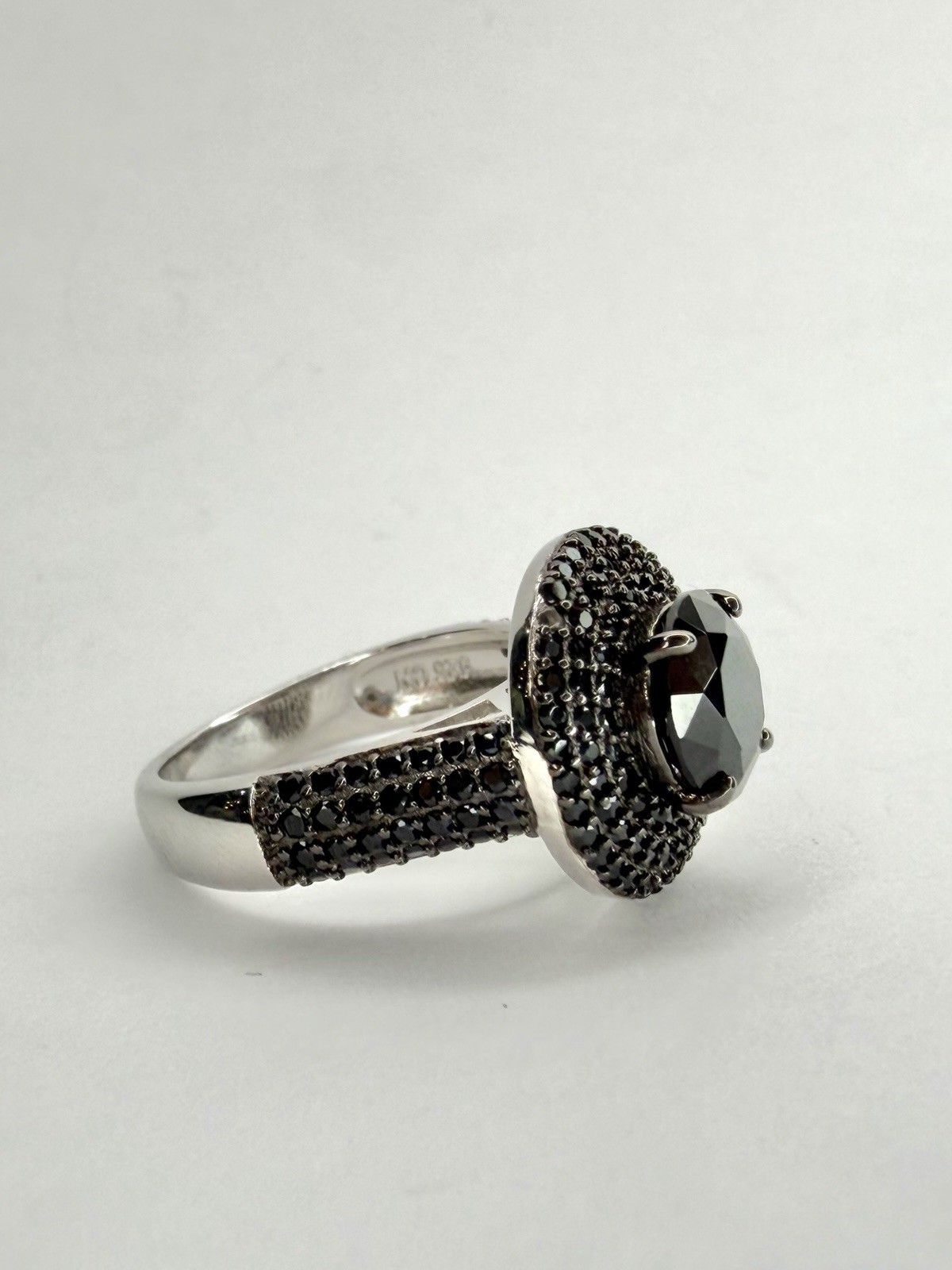 FZN Fuzion Creations Sterling Silver Black Spinel Ring Sz 6