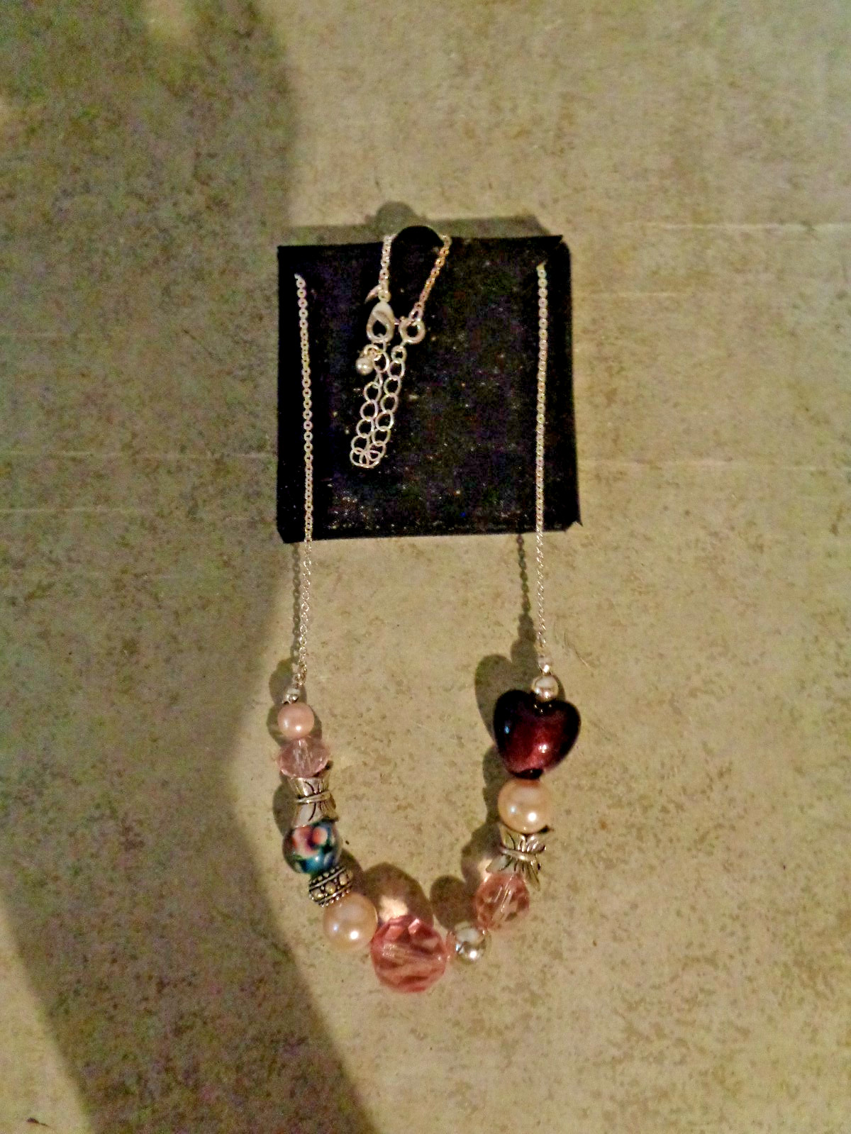 SILVER TONE ALLOY MULTI COLOR AND SHAPE BEADED NECKLACE **