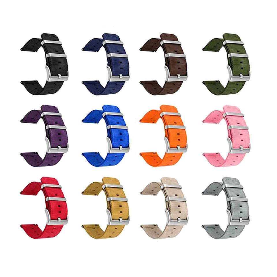 Two-Piece Nylon Watch Strap Band Quick Release Replacement 18mm 20mm 22mm 24mm
