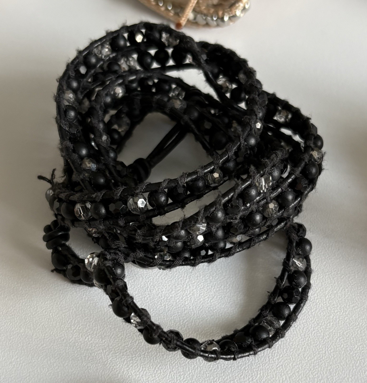 VICTORIA EMERSON WRAP BRACELET Lot Pearl Stones Crystal Shell Mixed Materials