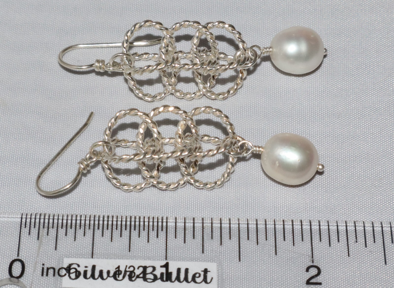 Sterling Silver Cage Twist Pearl drop Dangle Earrings