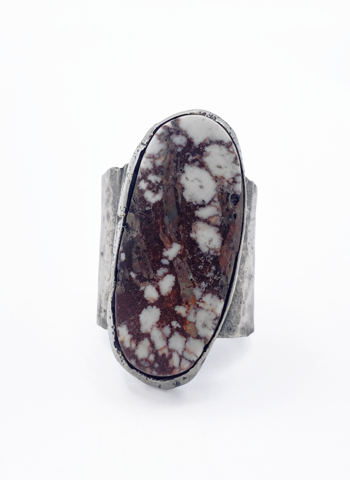 Wild Horse Jasper Sterling Silver Statement Ring Size 5 Brown White Artisan