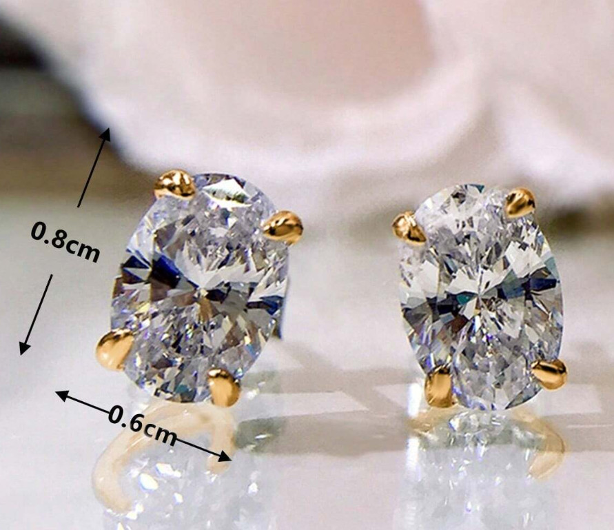 2Ct Lab Created Diamond Solitaire Earrings 18K Gold Plated