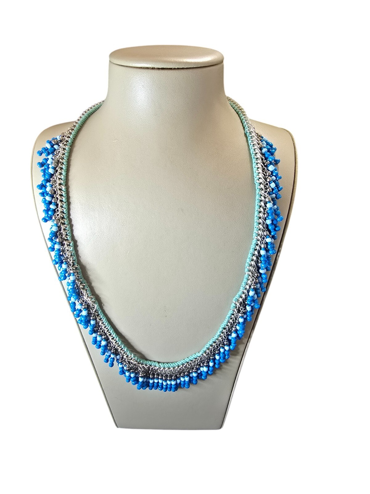 Stephan & Co Women’s Statement Shaky Blue Silver Necklace NWT
