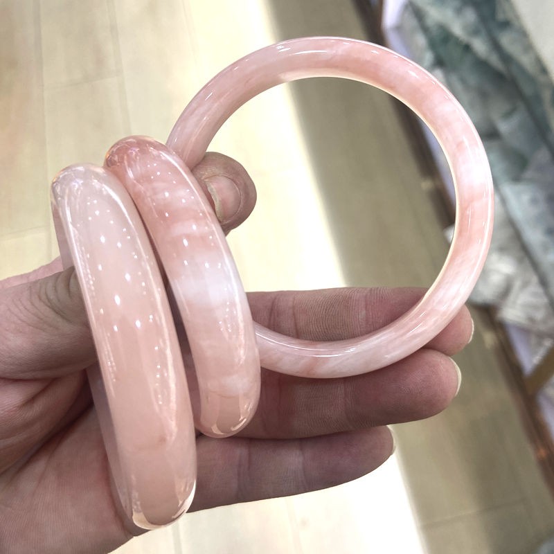 Certified Natural Grade A Pink Peach Blossom jade jadeite Bangle Bracelet