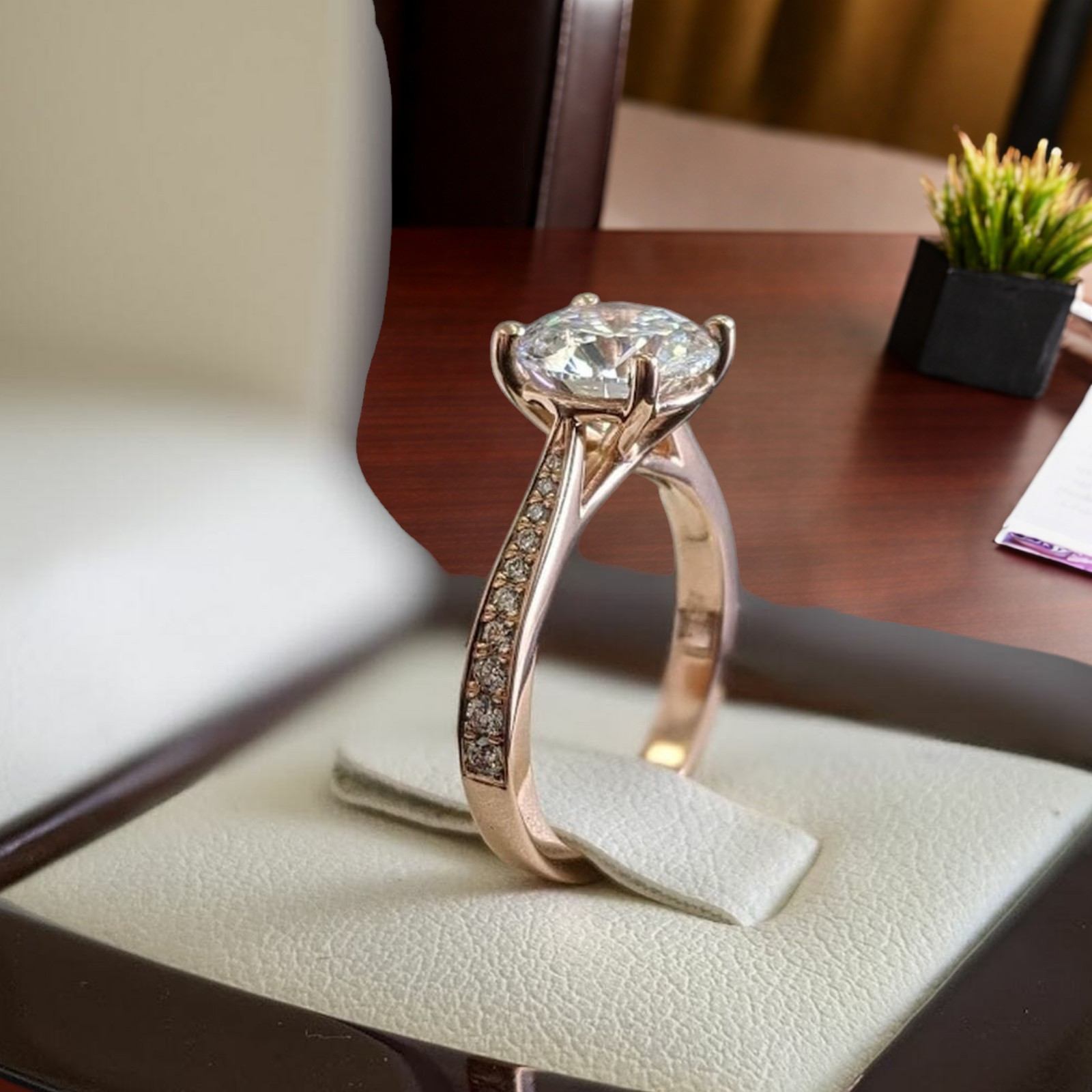 Diamond Engagement Ring IGI Certified Lab Grown 4.80 Ct Round Cut 14K Rose Gold