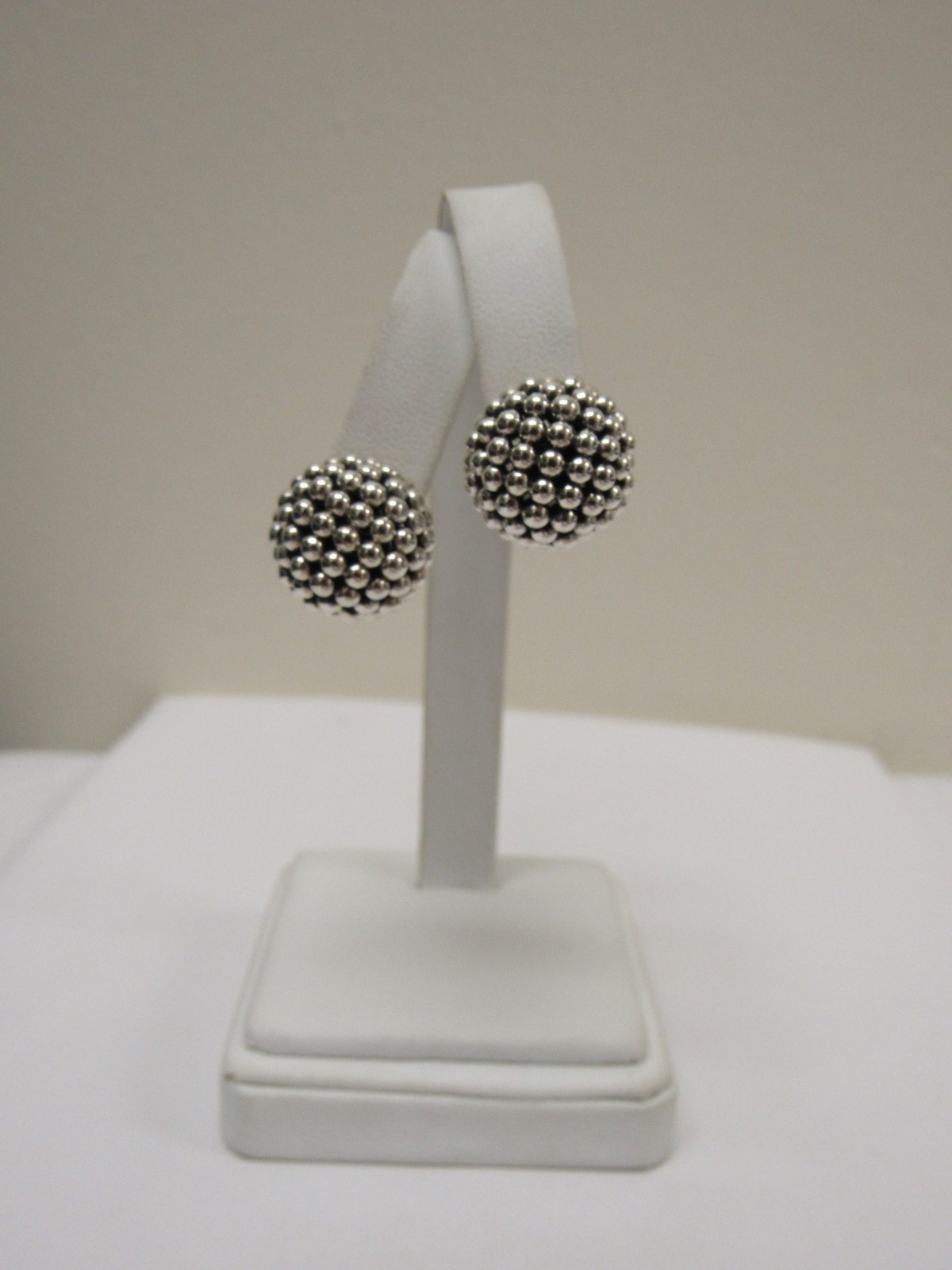 Designer LAGOS Sterling Silver Signature Caviar Double Ball Stud Earrings