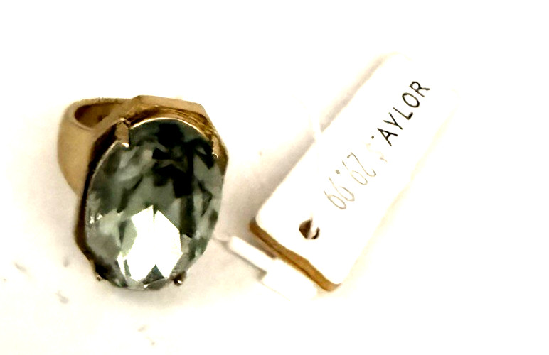 NWT ANN TAYLOR Large Smoky Graphite Oval Rhinestone Cocktail Ring Size 7