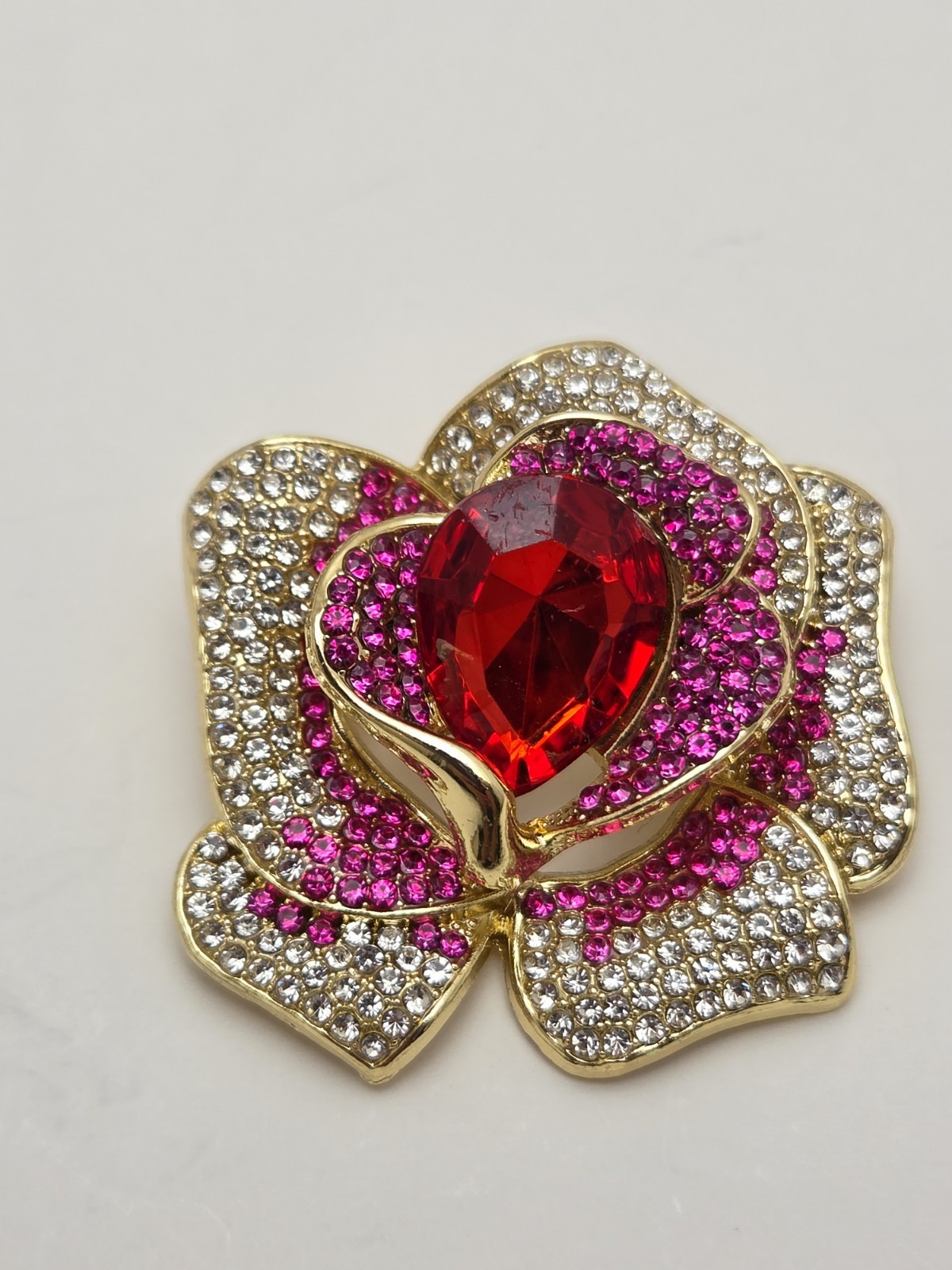 Jewel Tone Brooch & Pendant Set – Purple Fruit, Blue Starfish, Red Rose Trio