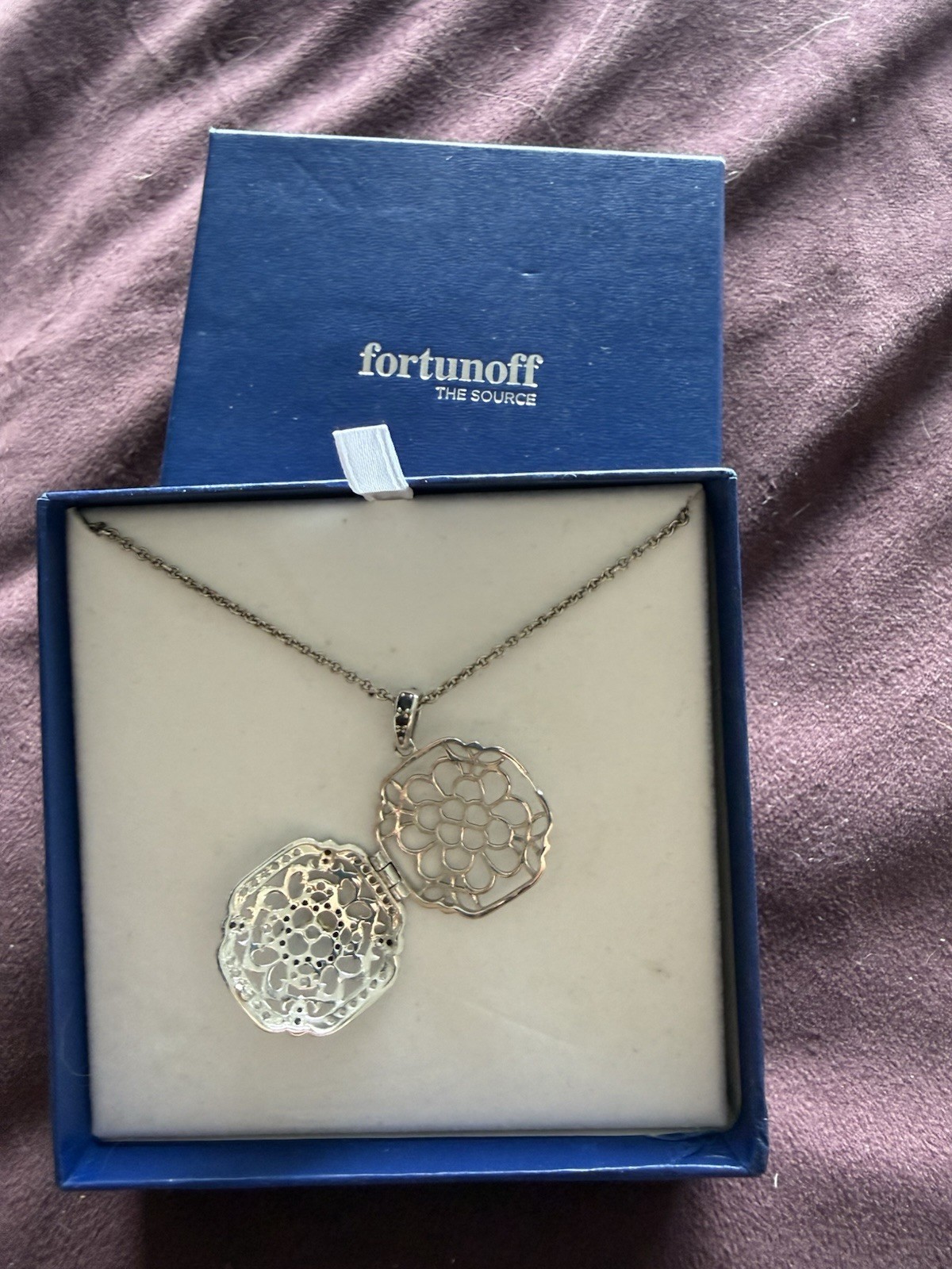Fortunoff Silver-Tone Flower Pendant Necklace Metal Chain Flowers & Plants Theme
