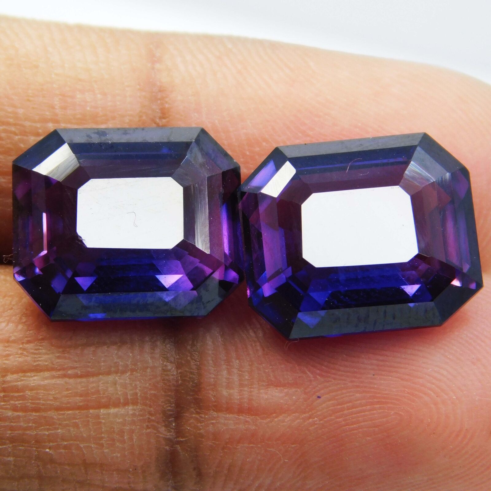 21.25 Ct NATURAL EMERALD Cut Purple TANZANITE Stone CERTIFIED Gemstone Pair