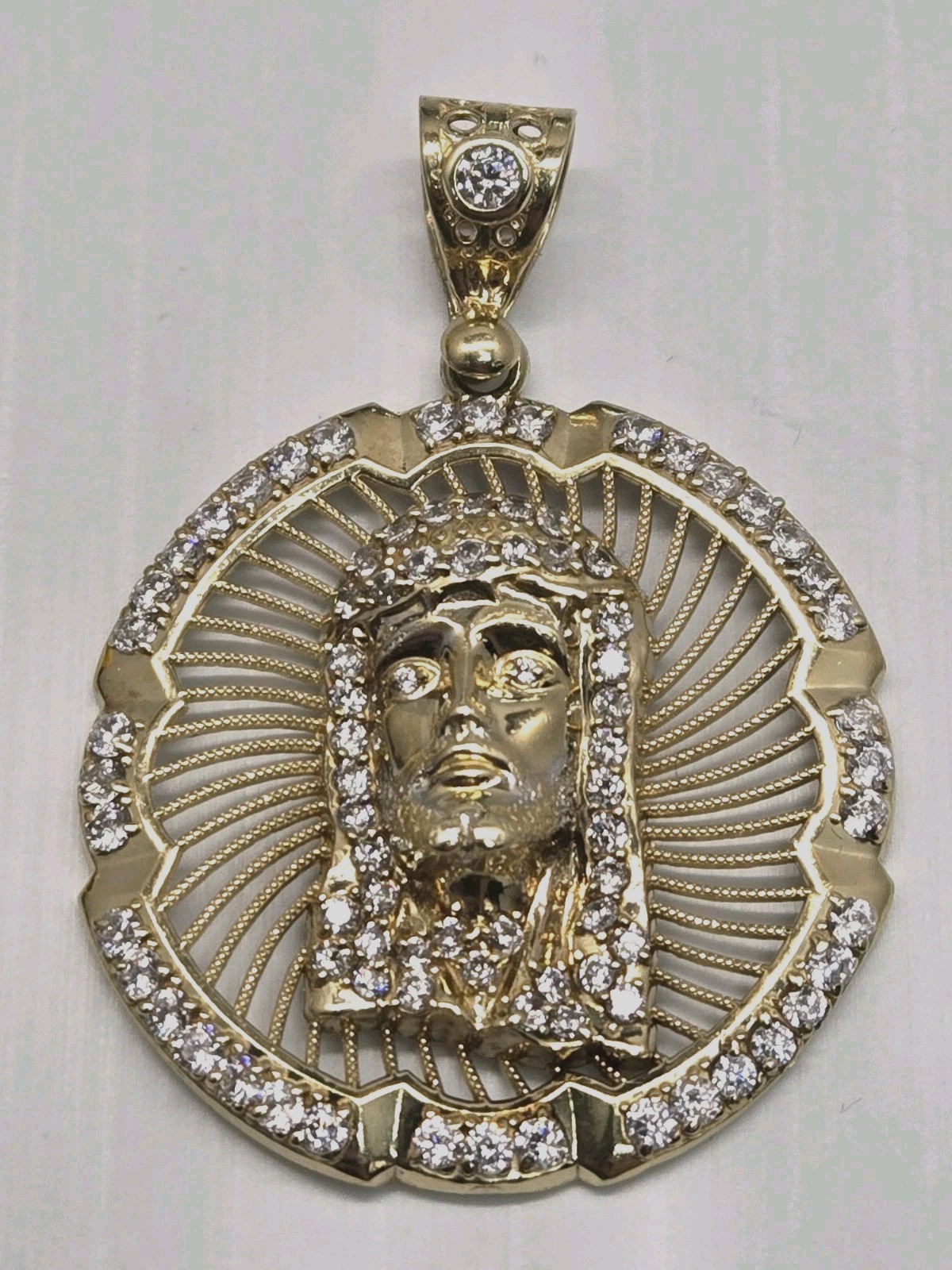 10k Yellow Gold Christ Pendent | 6.5 Grams | @ 6mm Chain Bail • Jesus Head