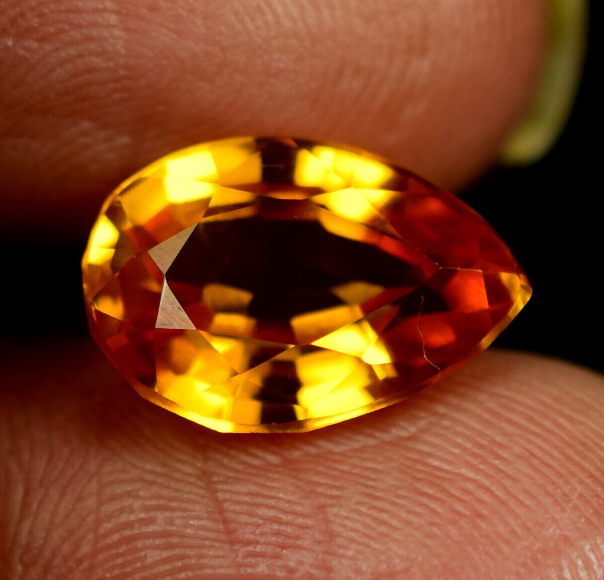 6.65 Ct+ Nice Color Natural Fire Orange Spessartite Garnet Namibia Pear Gemstone