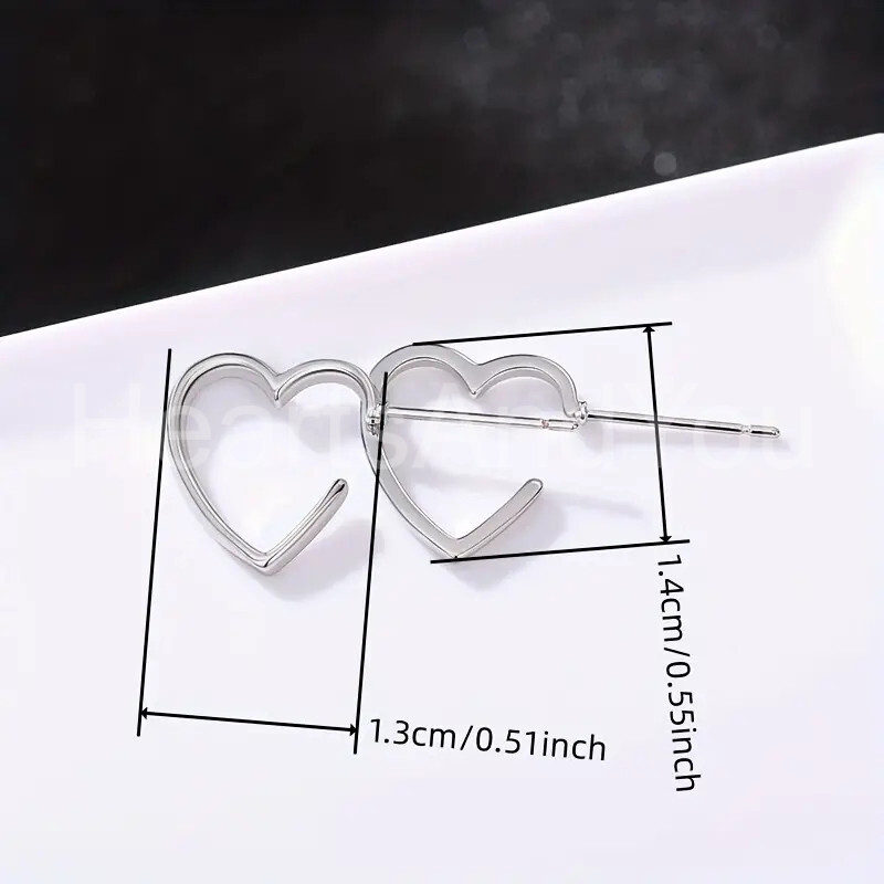Open Heart Love Valentine Gift Women Stud Earrings 14K White Gold Plated
