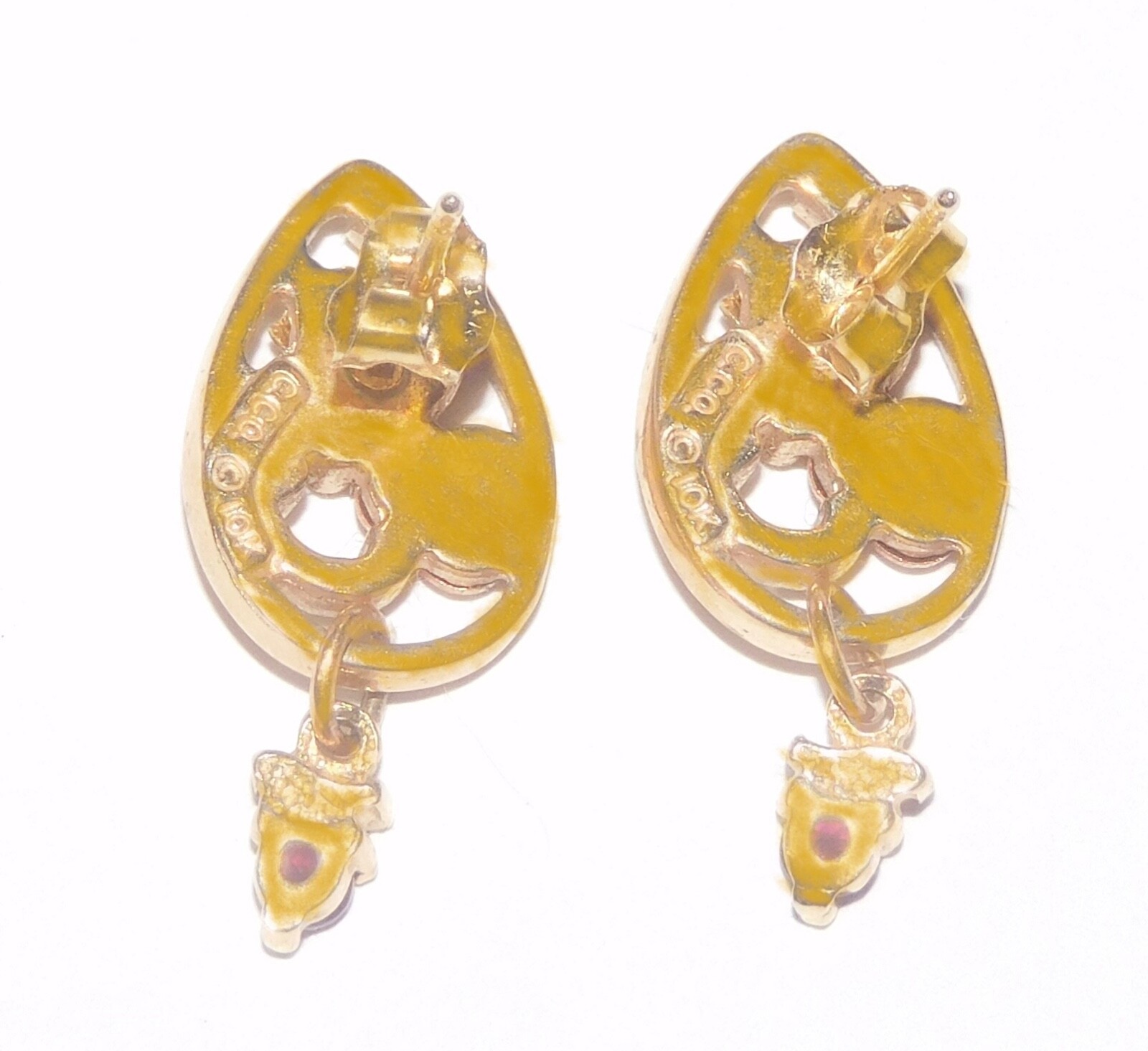 Black Hills Gold Coleman 10k 12k Ruby Drop Earrings