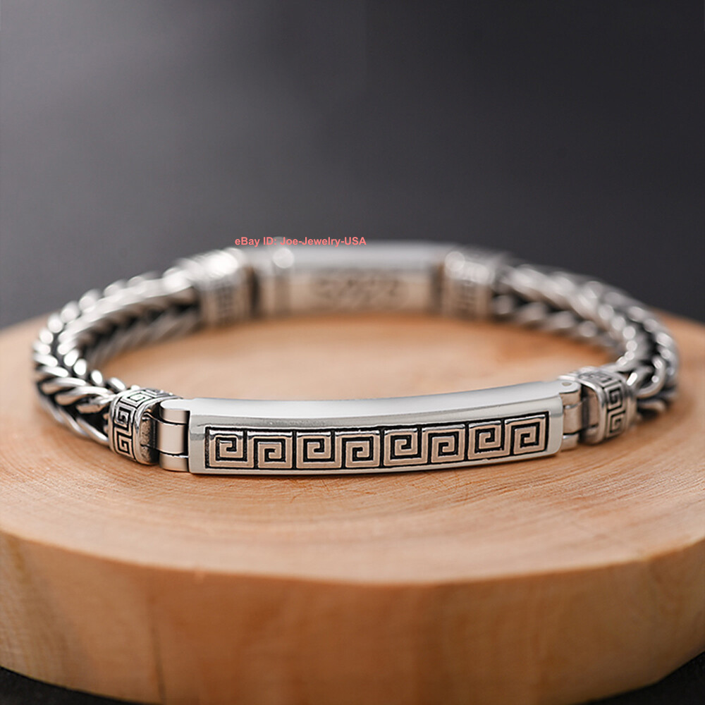 Solid 925 Sterling Silver 6mm Long Tube Wheat Link Chain Bracelet 7.09-7.87inchL
