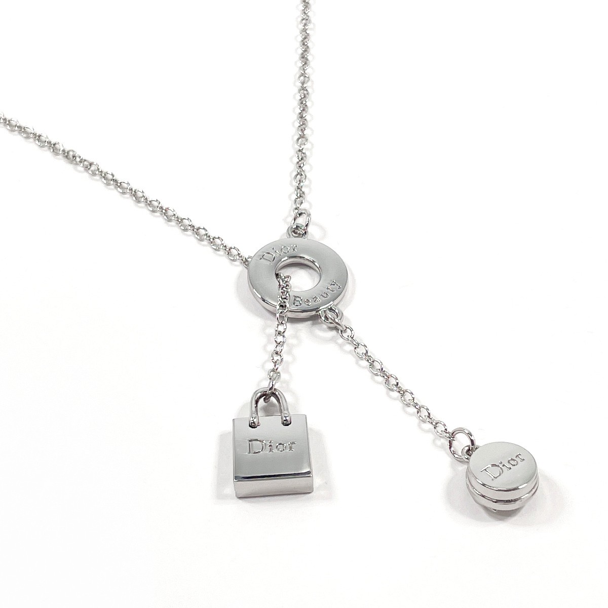Christian Dior Necklace Lariat Christian Dior Beauty logo metal silver Women