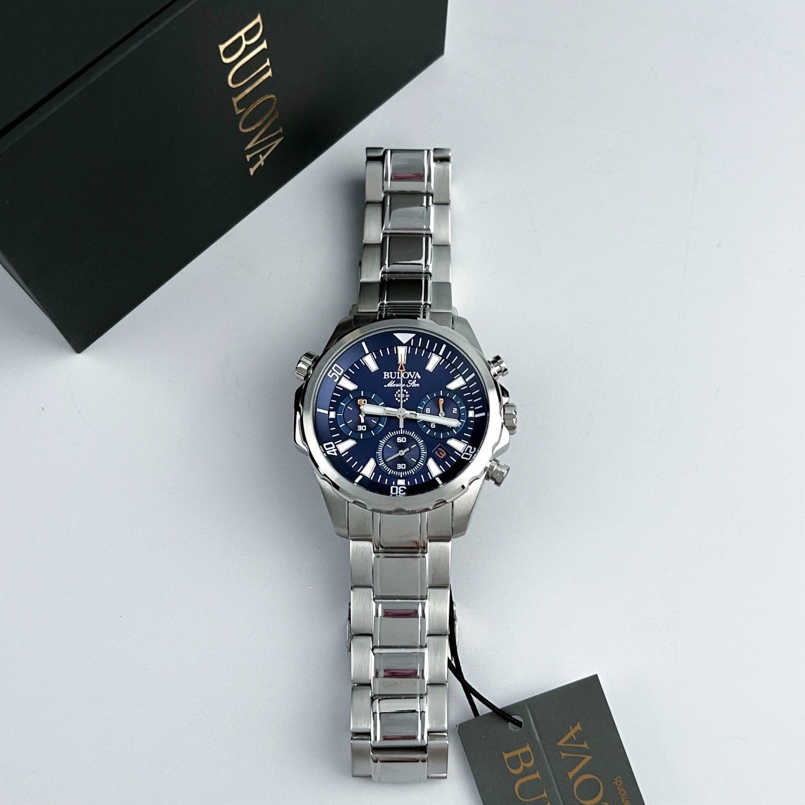 Bulova Classic Marine Star Blue Dial Chronograph 96B256 Men’s Quartz Watch