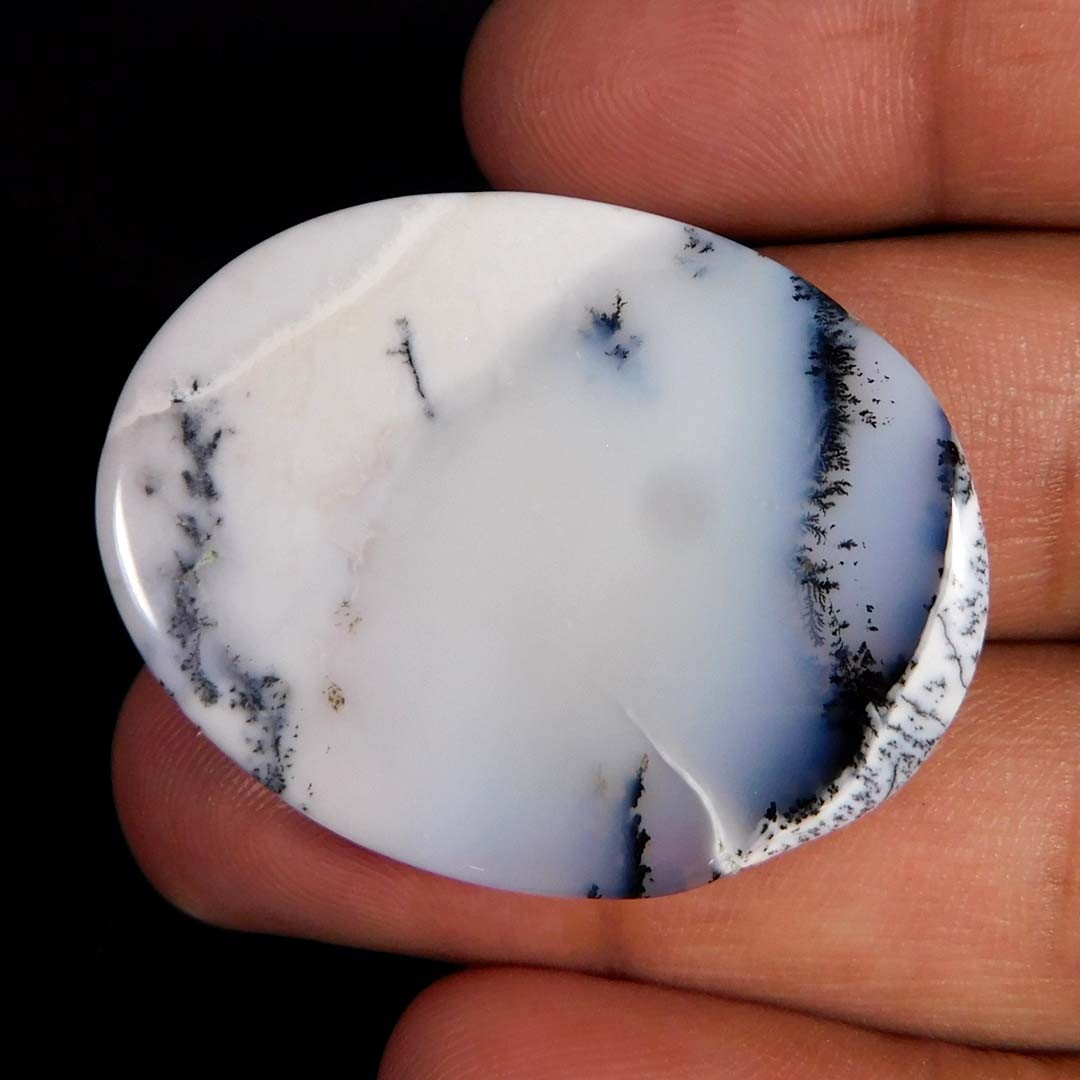 50.55Cts. Natural Dendritic Opal Oval Cabochon Reiki Healing Loose Gemstone