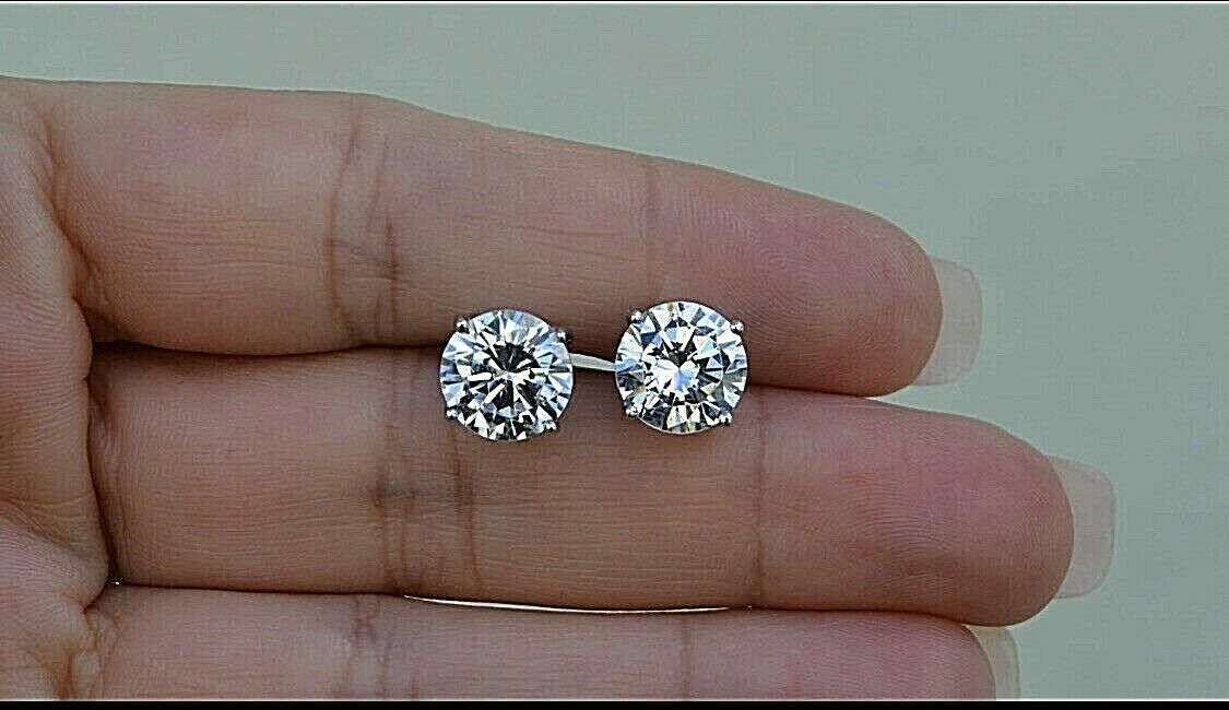 2Ct Lab-Created Diamond Solitaire Push Back Stud Earrings 14K White Gold Finish