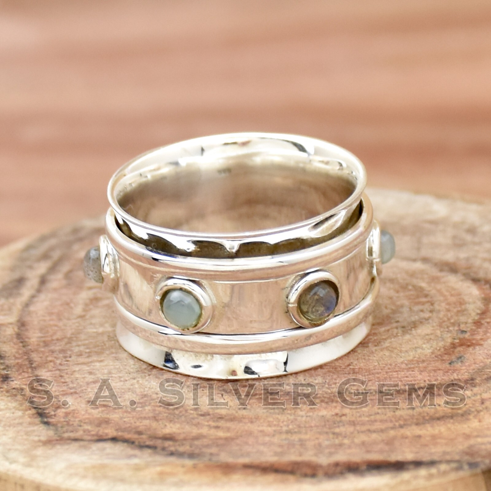 Moonstone Ring 925 Sterling Silver Spinner Ring Handmade Ring Women Ring