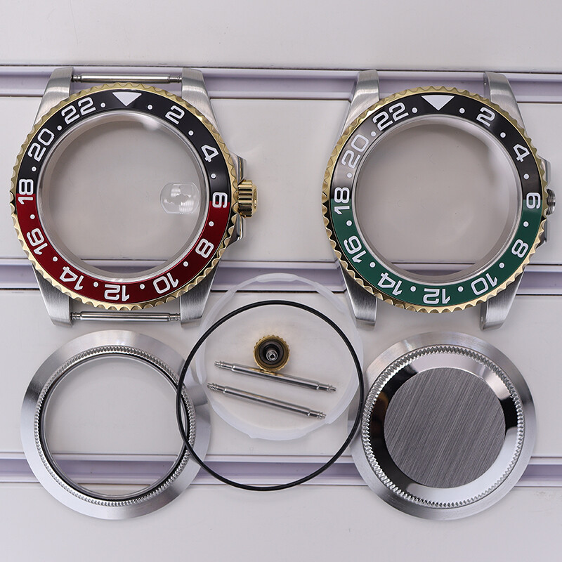 Brushed Watch Cases parts Modifying GMT Ceramic bezel For Seiko nh35 36 Movement