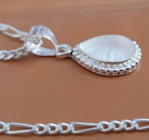 925 Sterling Silver 7x9mm Pear Bezel Pendant Blank Handmade DIY Jewelry Making