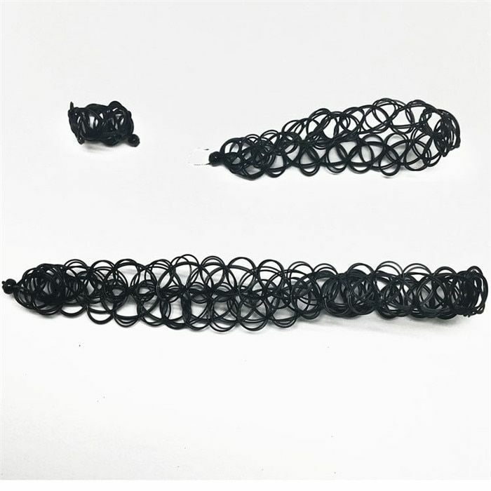 Elastic Vintage Gothic Collar Stretchable Choker Necklace Bracelet Women Jewelry
