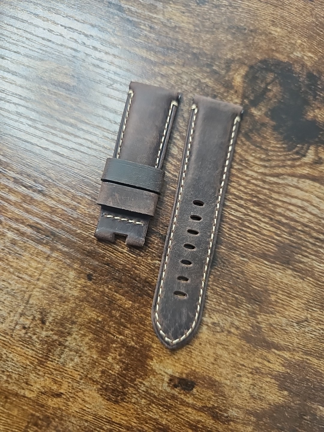 Panerai Watch 24mm OEM Brown Leather Strap for 22mm Deployment Buckle MX001SFW