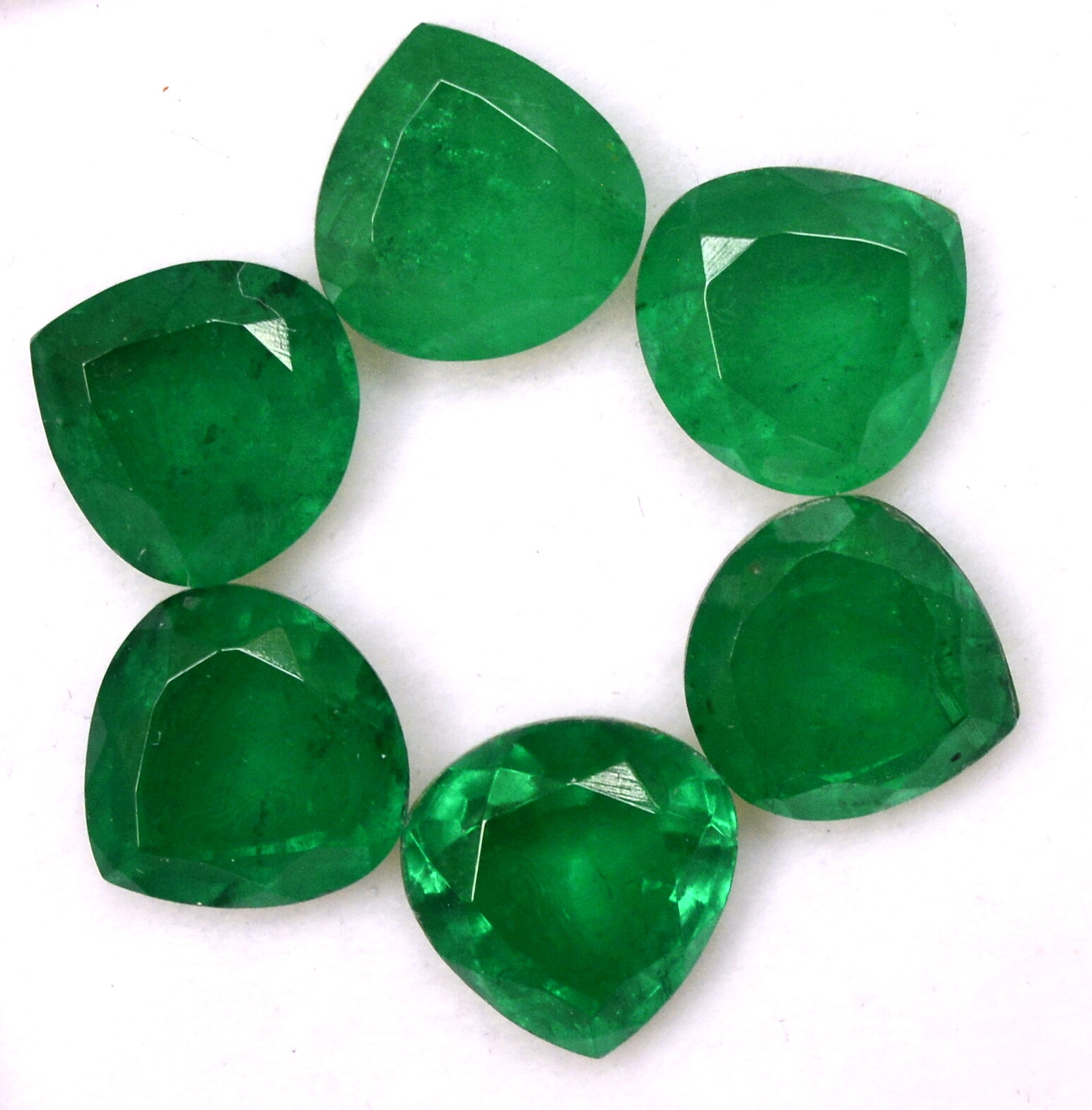 15.56 Cts Emerald Color Doublet Quartz Pear Cut 9×9 mm Lot 06 Pcs Loose Gemstone