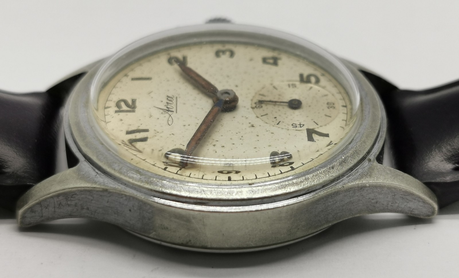Vtg 1940 Avia Denisteel Case Military Style 15 Jewel 30mm Mechanical Gents Watch