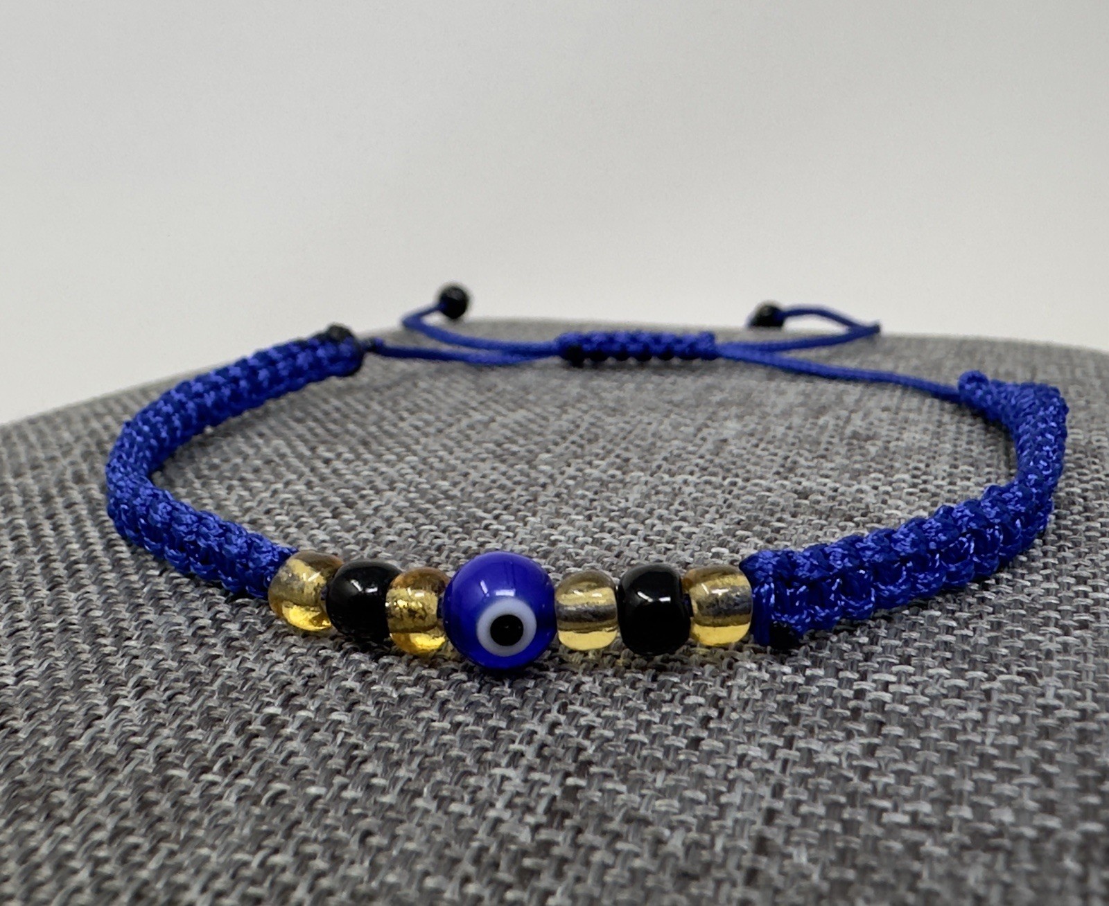 Evil Eye Blue Macrame Bracelet Adjustable 5-10” Anklet | Oceanica Jewelry