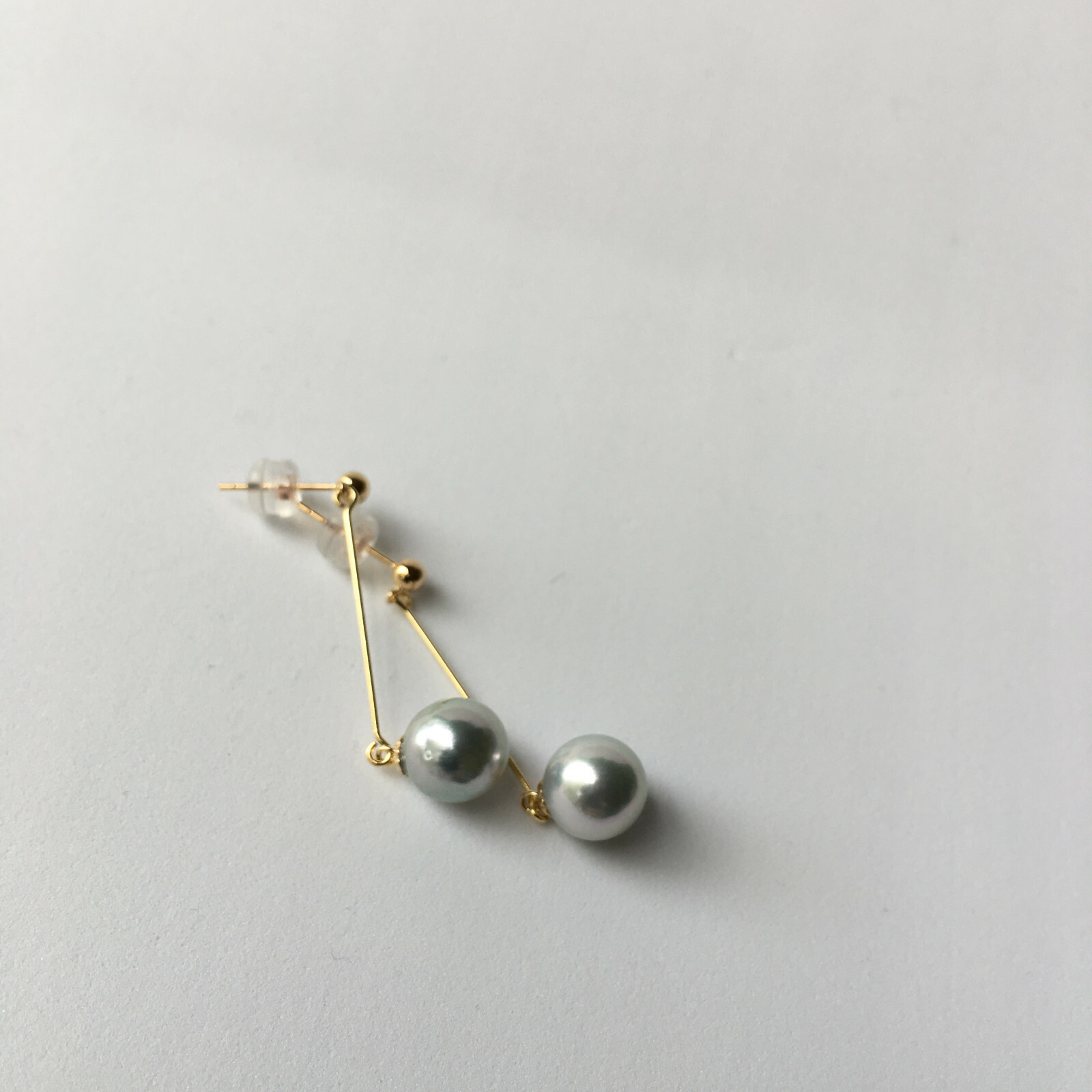 8mm Japan Seawater Akoya Fairy Pearl Earring stud 18K Gold 9.8cts 37.5mm #132