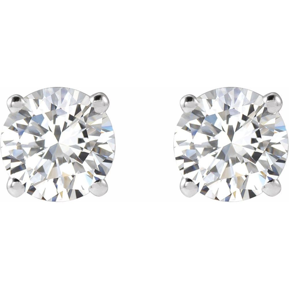 1 CTW Lab-Grown Diamond Earrings 14K White Gold Solitaire Round VS F+