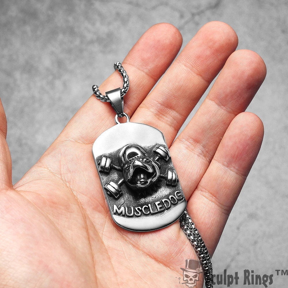 Sculpt Rings™ 316L Stainless Steel Bulldog Pendant | Available with 60cm Chain